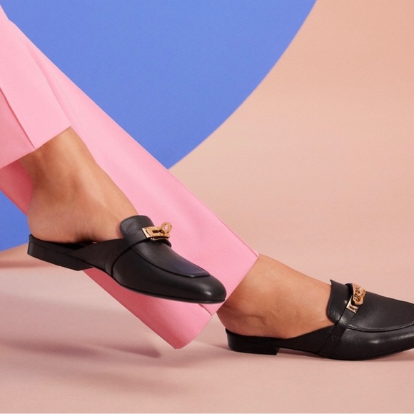 Authentic Hermes OZ Mules in Size 37 Black with Gold Hardware - Picture 2 of 16